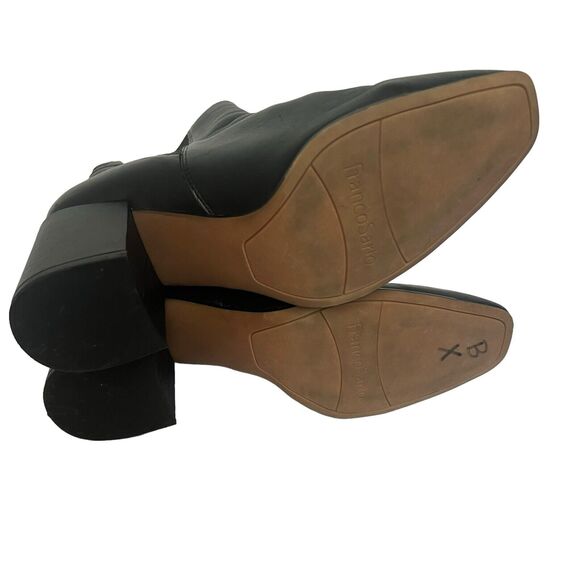 Franco Sarto Black Leather Ankle Boots Size 11 Block Heel Chelsea Boots Slip On - Picture 12 of 14